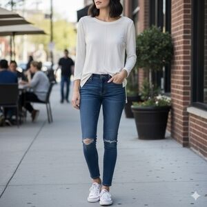 Rag & Bone Knit Cream Long Sleeve Marled Semi Sheer Tunic Tee Size XS